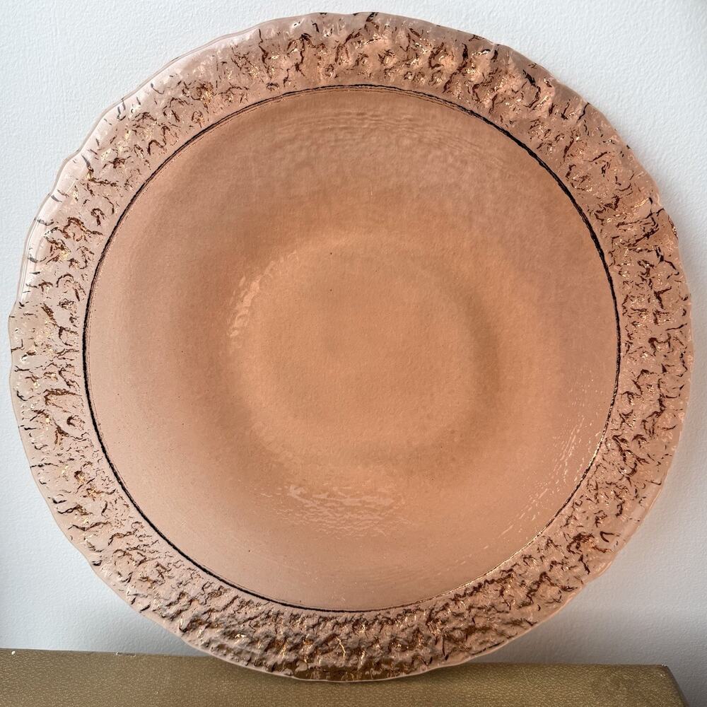 Fire and Light Recycled Glass 14” Moonstone Platter Plate Copper Orange